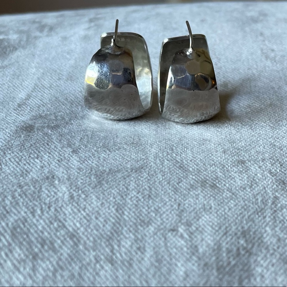 Hammered sterling silver hoop earrings